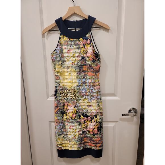 Joseph Ribkoff Texturized Bodycon Navy Leopard Dress - Picture 2 of 7